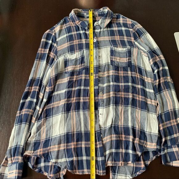 CHARLOTTE RUSSE Plaid Split Back Long Sleeves Plaid Blouse size XS - Picture 10 of 11